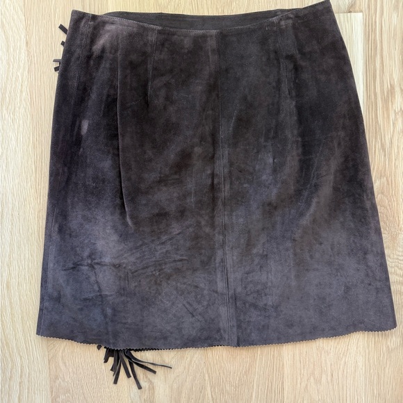 CARLISLE 100% Suede Lined Fringe Wrap Buckle Vintage Skirt Size 6 - Picture 4 of 9
